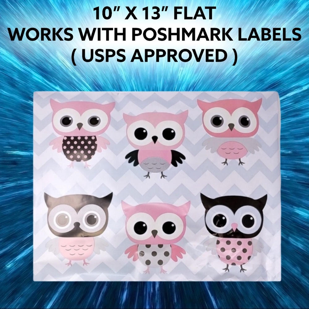 50 10X13 Owl Chevron Poly Mailers PRICE IS FIRM - Picture 4 of 7